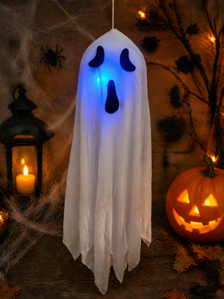 Halloween LED Işıklı Hayalet Süs 47 cm Asma Dekor Cadılar Bayramı Hayalet Dekoru