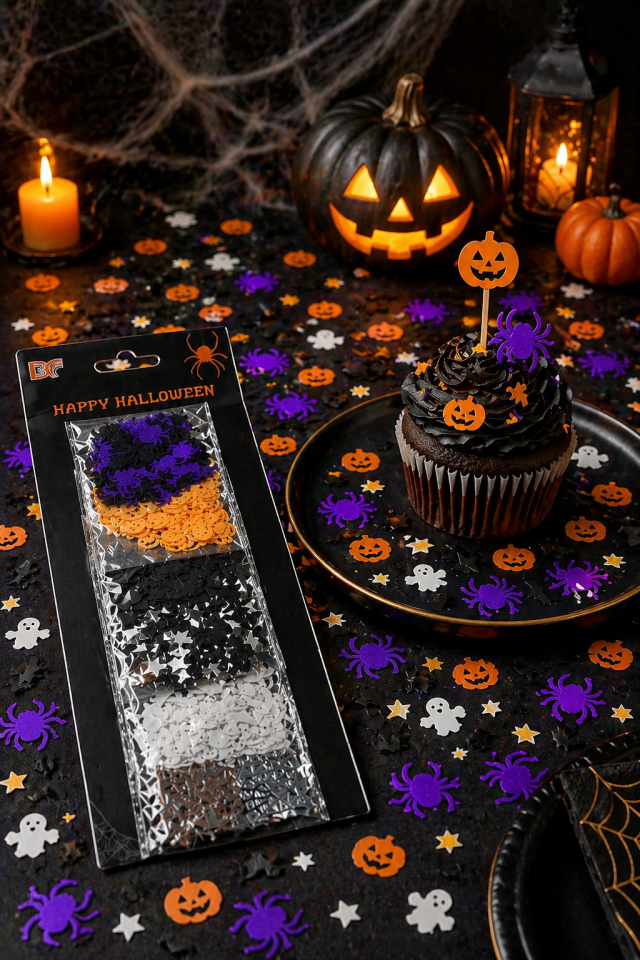 Parti Malzemesi SO-46 Cadılar Bayramı Masa Konfetisi Halloween Parti Süsü Karışık Figürlü Dekoratif Konfeti Seti
