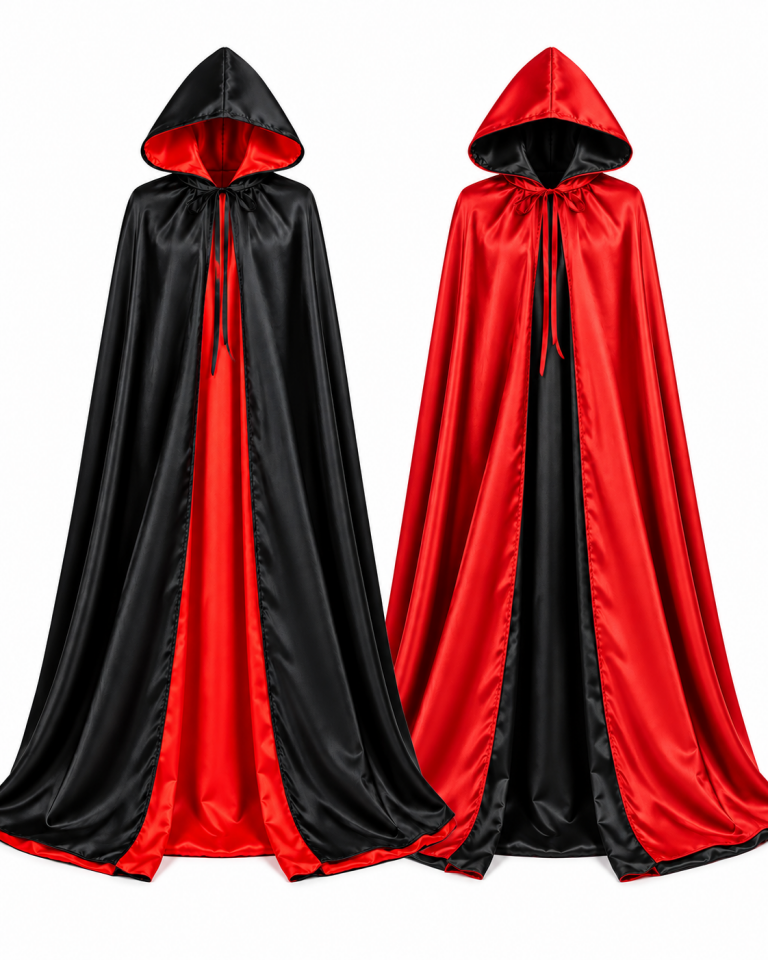 Parti Malzemeleri Kırmızı Kapüşonlu 160 CM Pelerin Çift Taraflı Cadı Pelerini Halloween Kostüm Pelerini Yetişkin
