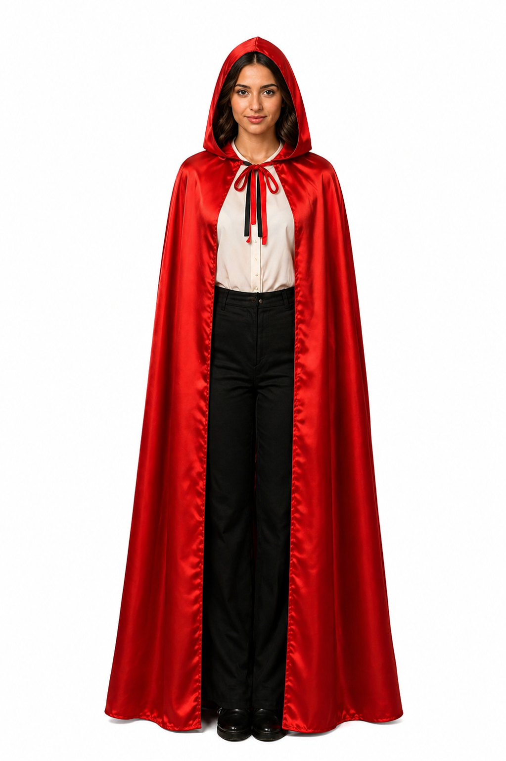 Kırmızı Kapüşonlu Pelerin Cadı Pelerini Halloween Kostüm Pelerini Yetişkin 150 CM 