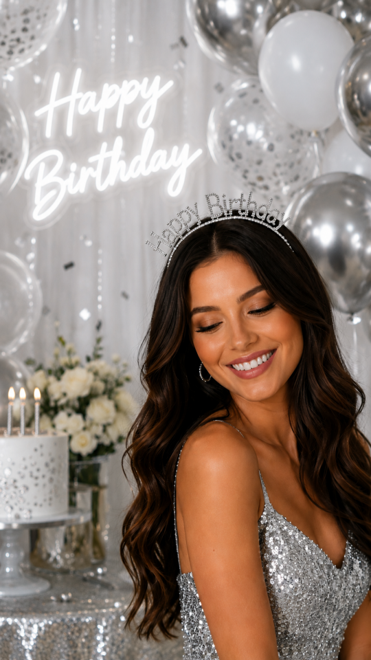 Parti Malzemesi Happy Birthday Taç | Doğum Günü Parti Tacı Altın Renk Yetişkin Parti Aksesuarı SN-2031 Gümüş