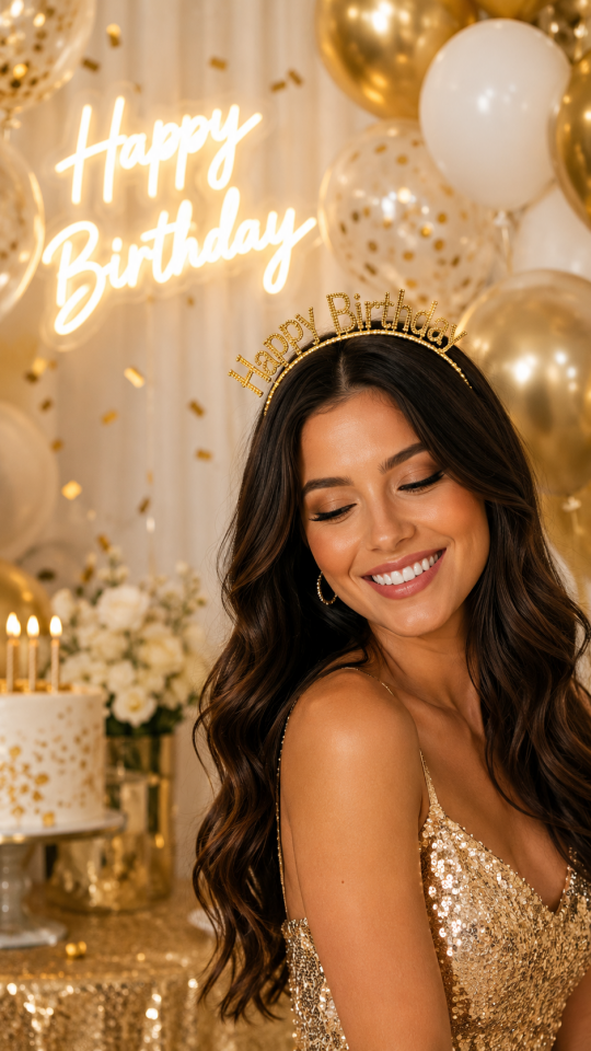 Parti Malzemesi Happy Birthday Taç | Doğum Günü Parti Tacı Altın Renk Yetişkin Parti Aksesuarı SN-2031 Gold
