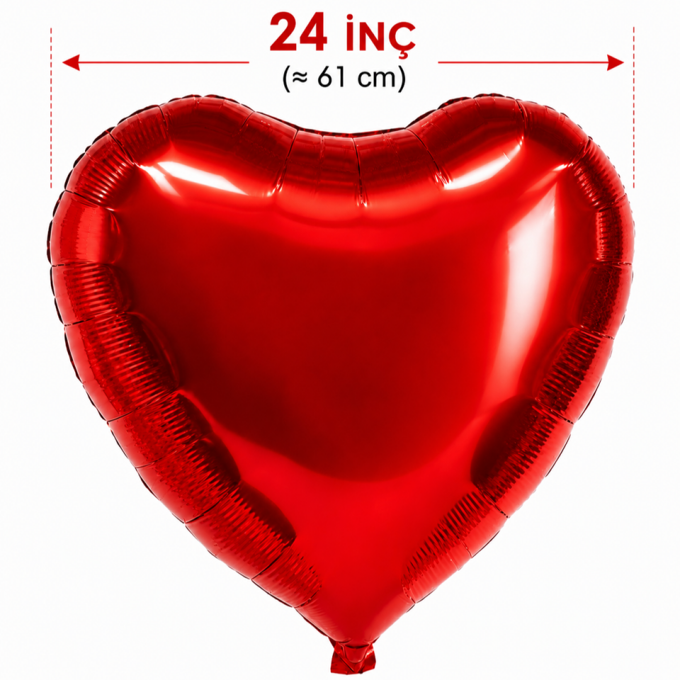 Parti Malzemesi Kırmızı Kalp Folyo Balon 24 İnç Helyum Uyumlu Doğum Günü Sevgililer Günü Parti Balonu