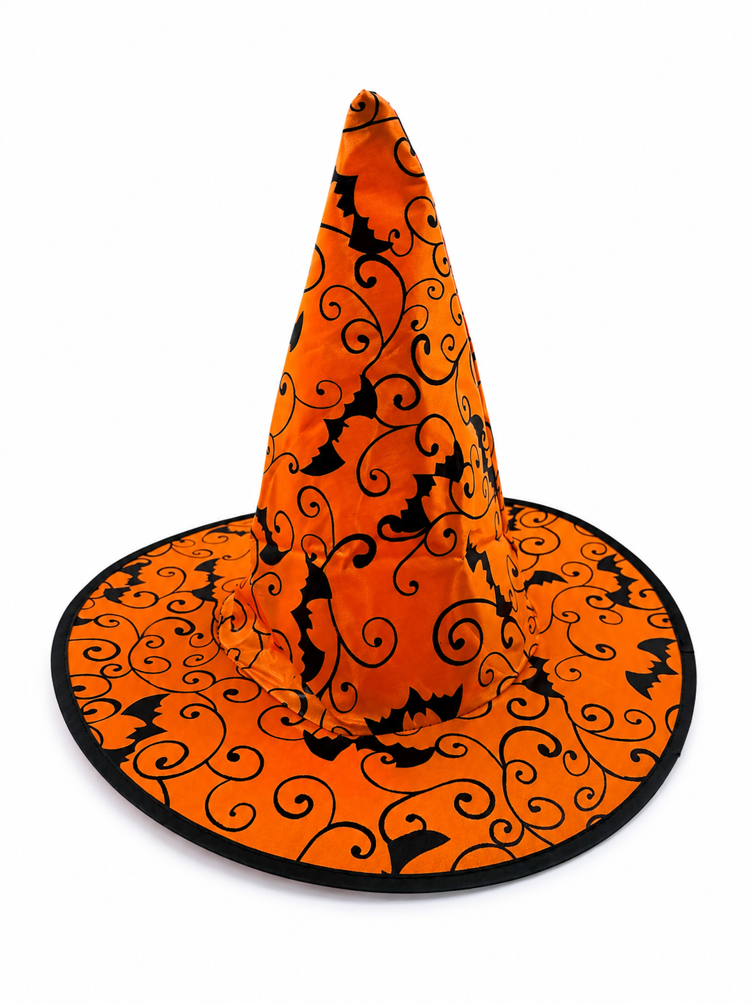 Parti Malzemesi  Halloween Cadı Şapkası Turuncu Yarasa Desenli Cadılar Bayramı Lüx Parti Şapkası