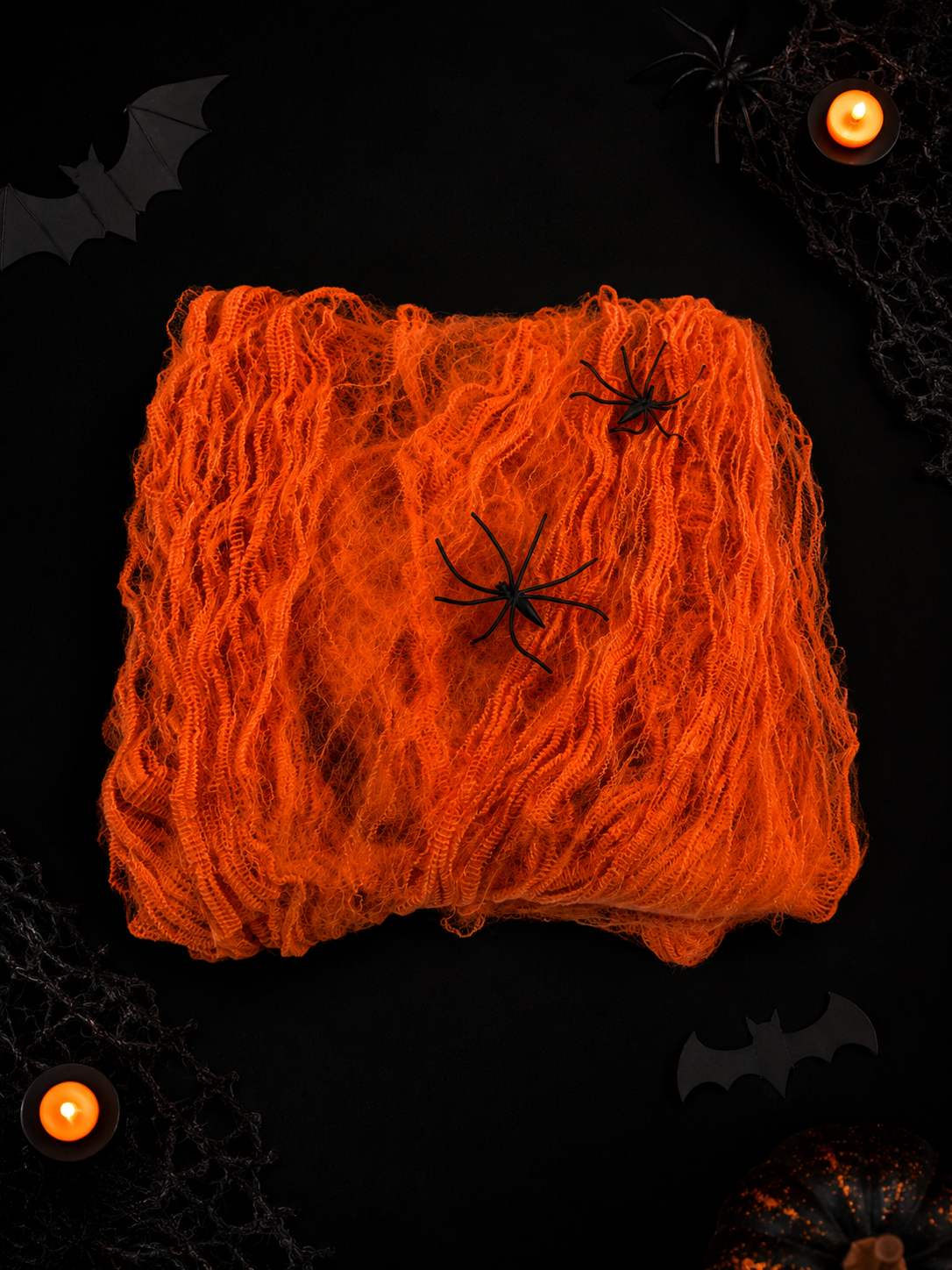 Parti malzemesi  Halloween Örümcek Ağı Dekor Süsü 2 Örümcekli Cadılar Bayramı Ağı Turuncu