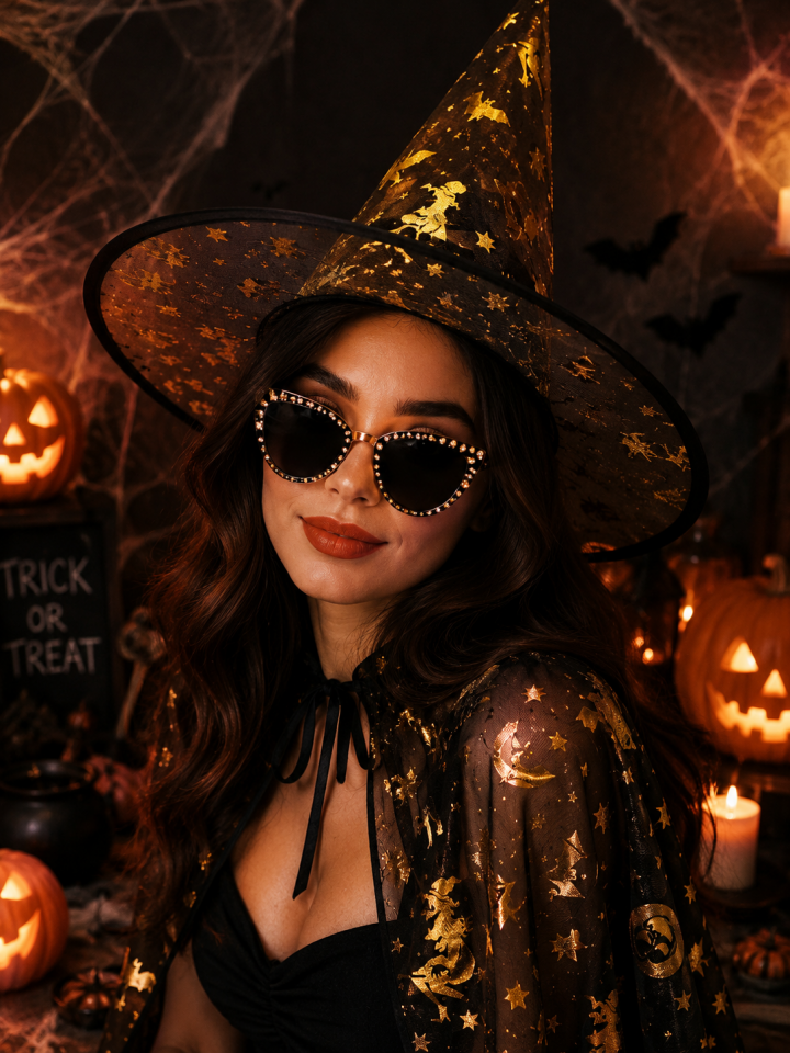 Halloween Cadı Şapkası Siyah Transparan Tül Şapka Kostüm Aksesuarı