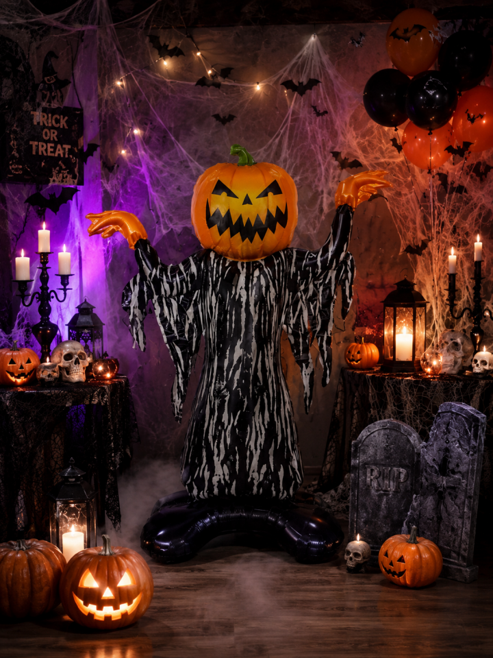 Parti Malzemesi Halloween Balkabağı Korkuluk Folyo Balon 86x115 cm Cadılar Bayramı Parti Dekoru Büyük Boy