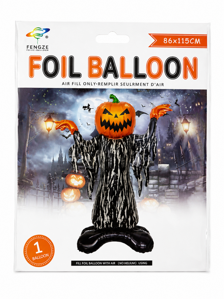 Parti Malzemesi Halloween Balkabağı Korkuluk Folyo Balon 86x115 cm Cadılar Bayramı Parti Dekoru Büyük Boy