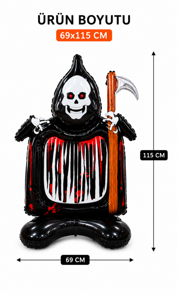 Parti Malzemesi Halloween İskelet  Folyo Balon 69x115 cm Cadılar Bayramı Parti Dekoru Büyük Boy
