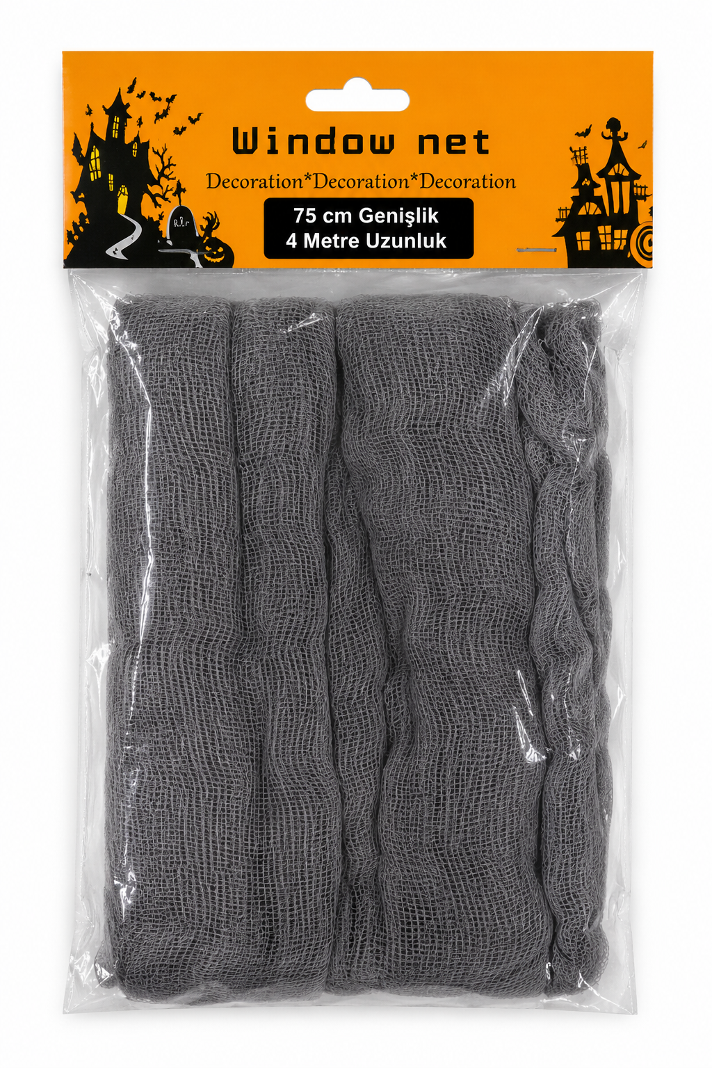 Parti Malzemesi Halloween Gri Örümcek Ağı Dekoru 75 cm x 4 Metre Cadılar Bayramı Parti Süsü Dekorasyon Ağı