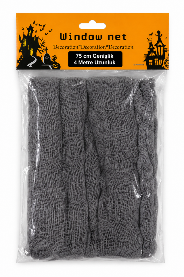 Parti Malzemesi Halloween Gri Örümcek Ağı Dekoru 75 cm x 4 Metre Cadılar Bayramı Parti Süsü Dekorasyon Ağı
