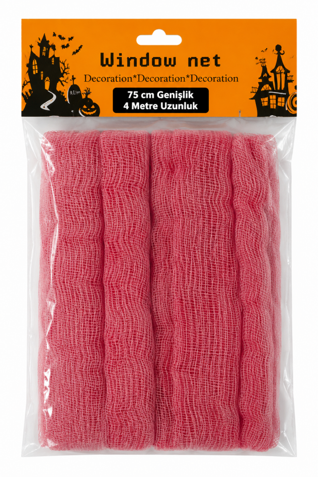 Parti Malzemesi Halloween Kırmızı Örümcek Ağı Dekoru 75 cm x 4 Metre Cadılar Bayramı Parti Süsü Dekorasyon Ağı