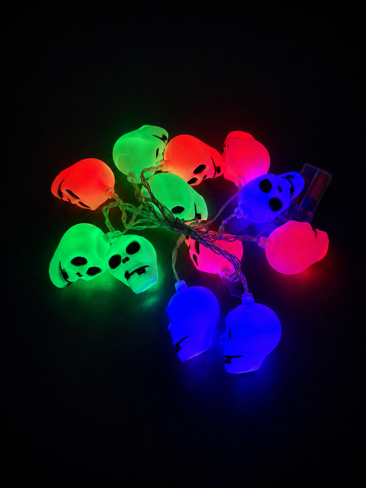 12’li LED Kuru Kafa Işık Zinciri 240 cm Yanıp Sönen Renkli Halloween Cadılar Bayramı Dekoru