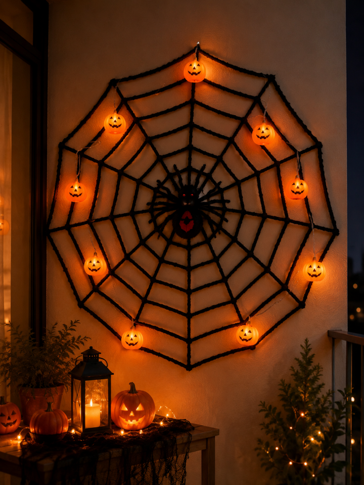 Parti Malzemesi 12’li Işıklı Balkabağı LED Dizisi 220 cm Halloween Cadılar Bayramı Dekor Süs Turuncu LED Işık