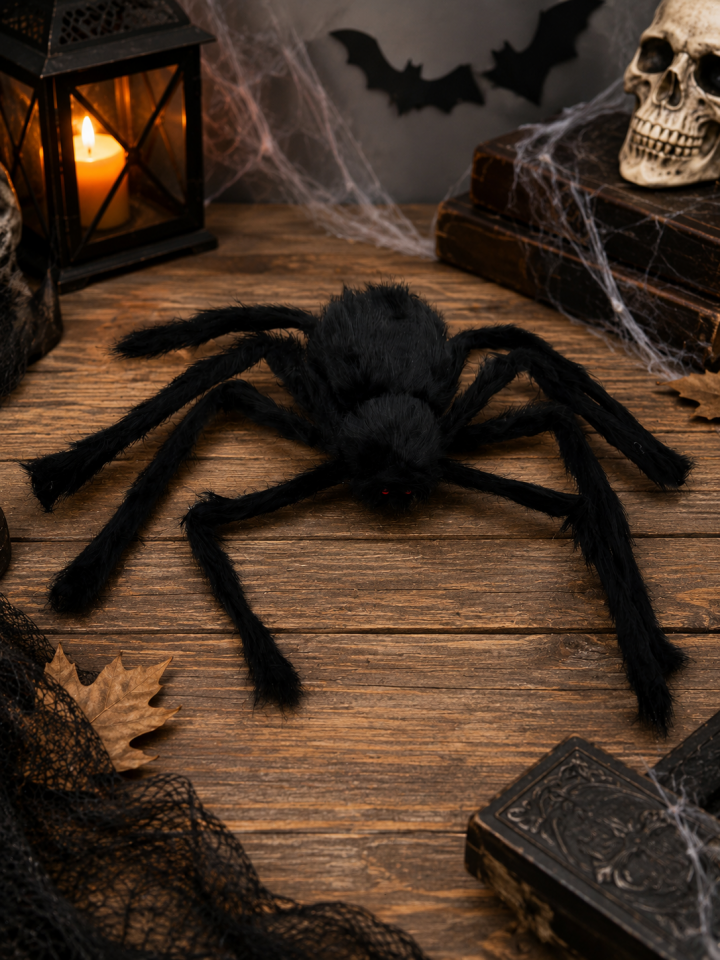 Parti malzemeleri Peluş Siyah Dev Örümcek Halloween Dekoru Cadılar Bayramı Parti Süsü Korku Temalı Örümcek Siyah