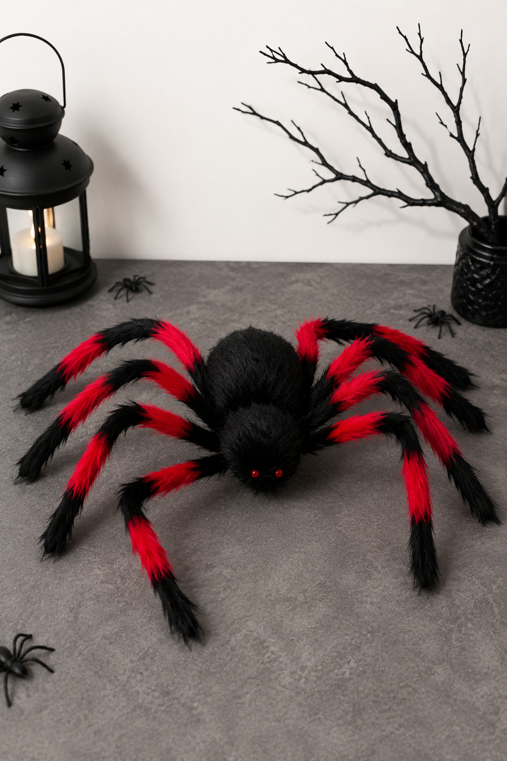 Parti malzemeleri Peluş Siyah Dev Örümcek Halloween Dekoru Cadılar Bayramı Parti Süsü Korku Temalı Örümcek siyah kırmızı