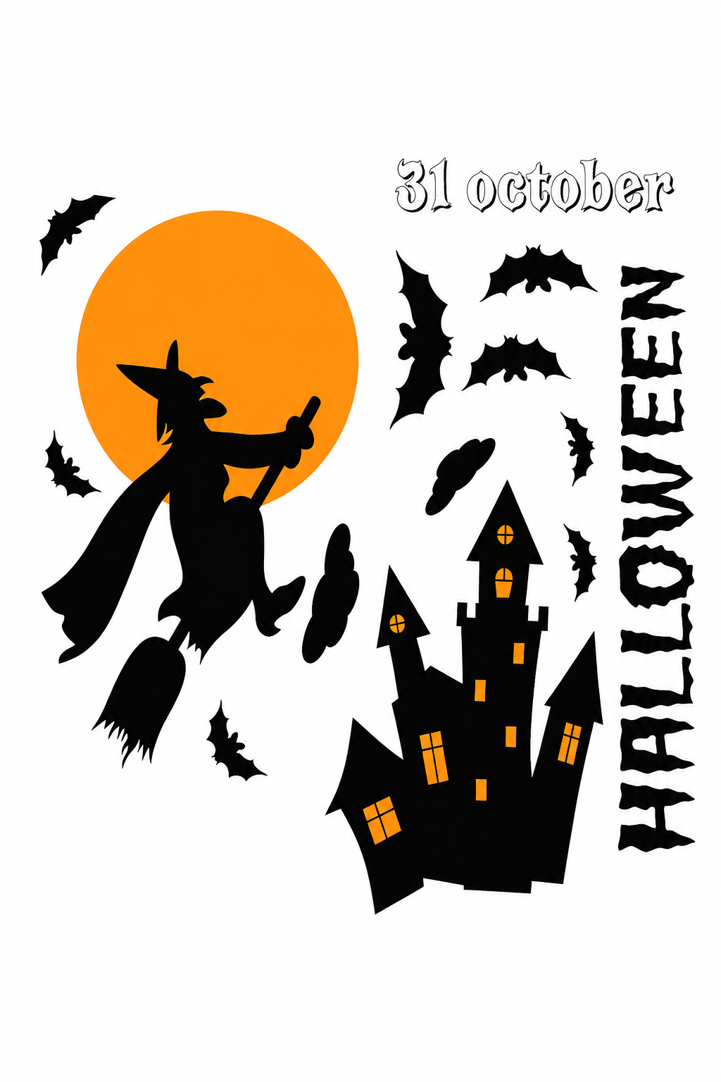 Parti Malzemesi Halloween Cam Sticker Cadı Şato Yarasa Pencere Dekoru Vitrin Süsü Cadılar Bayramı Süsleme Seti