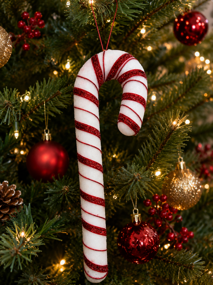 Parti Malzemeleri Yılbaşı Şeker Bastonu Süsü 33 cm Kırmızı Beyaz Çam Ağacı Noel Dekorasyon Süsü