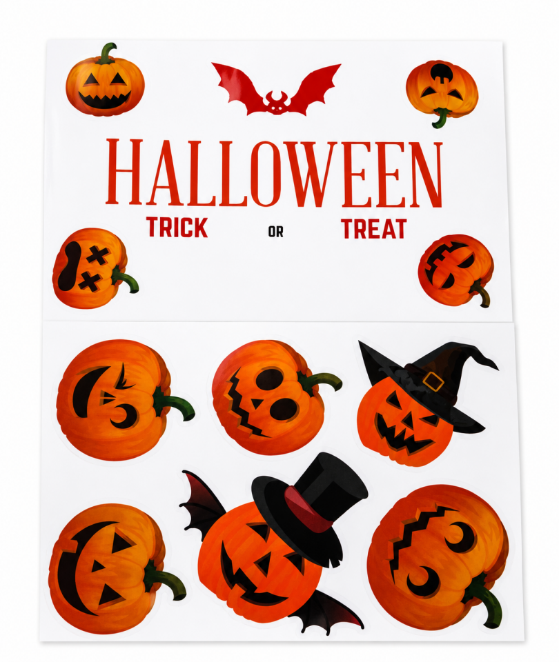 Parti Malzemeleri Halloween Cam Sticker Kabak Desenli Cadılar Bayramı Cam Süsü Vitrin Kapı Pencere Dekoru Büyük Boy