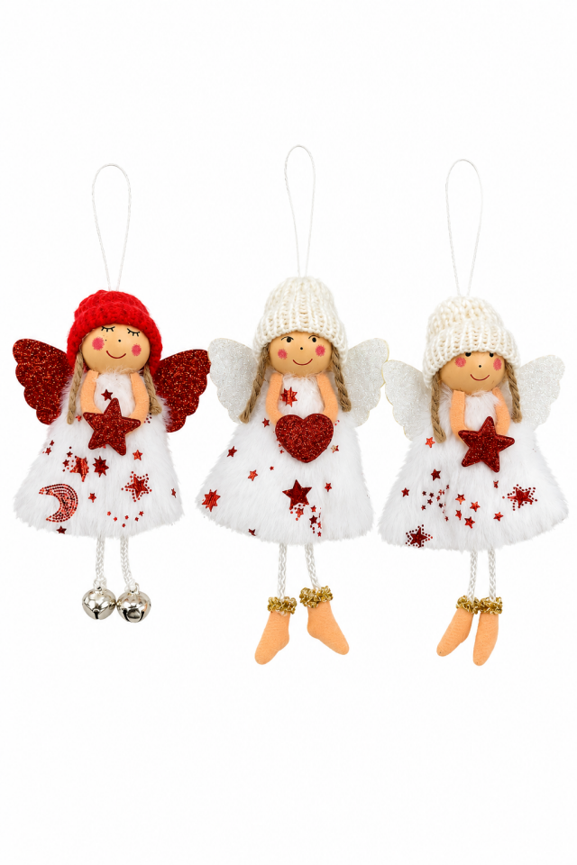 Parti Malzemeleri  16 Cm Yılbaşı Melek Süsü Asılabilir Peluş Melek Biblo Çam Ağacı Süsü Noel Dekorasyon Süsü SO-358