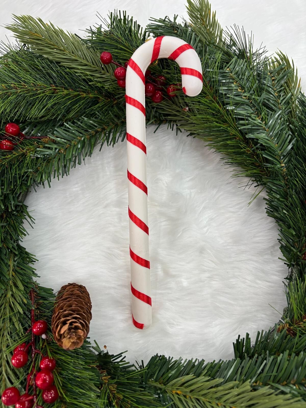 Parti Malzemeleri 30 cm Kırmızı Şeritli Baston Yılbaşı Ağaç Süsü Noel Çam Ağacı Dekor Asma Süsü 1 Adet