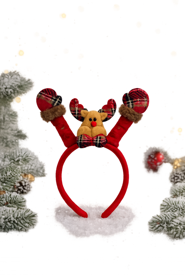 Parti Malzemeleri Yılbaşı Kırmızı Parti Tacı – Peluş Noel Taçı Yetişkin ve Çocuk Uyumlu
