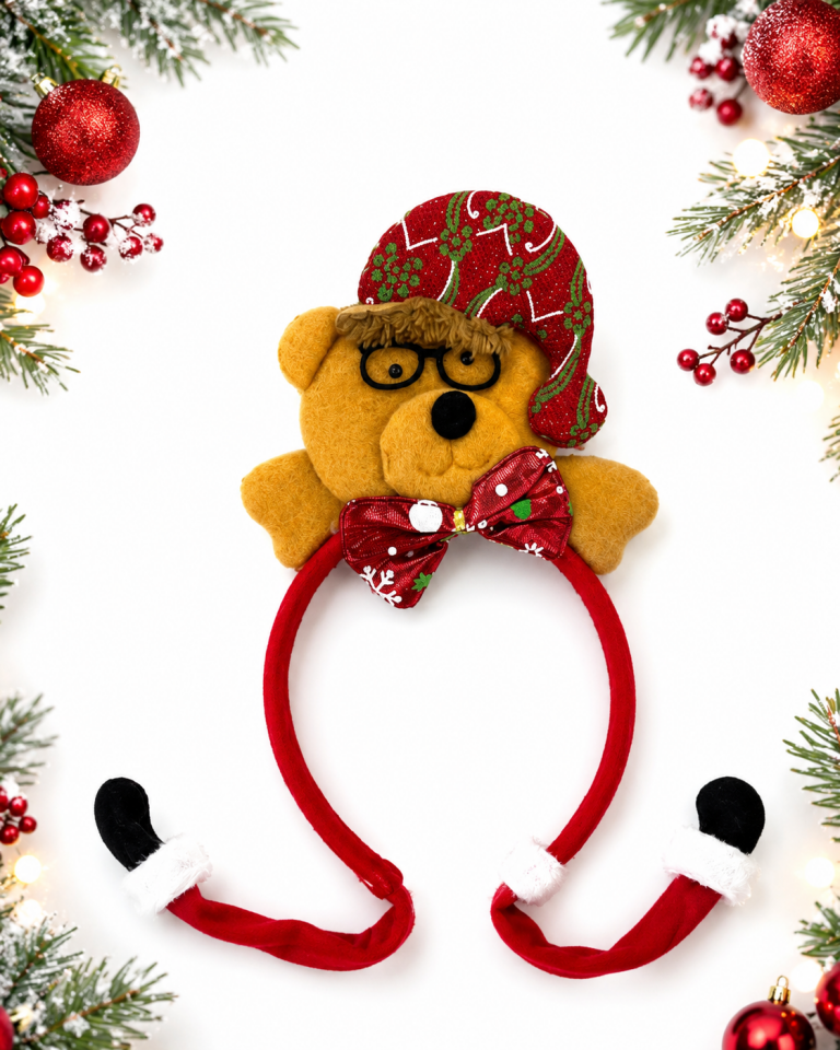 Parti Malzemeleri Yılbaşı Gözlüklü Hareketli Peluş Noel Tacı Kırmızı Yetişkin ve Çocuk Uyumlu