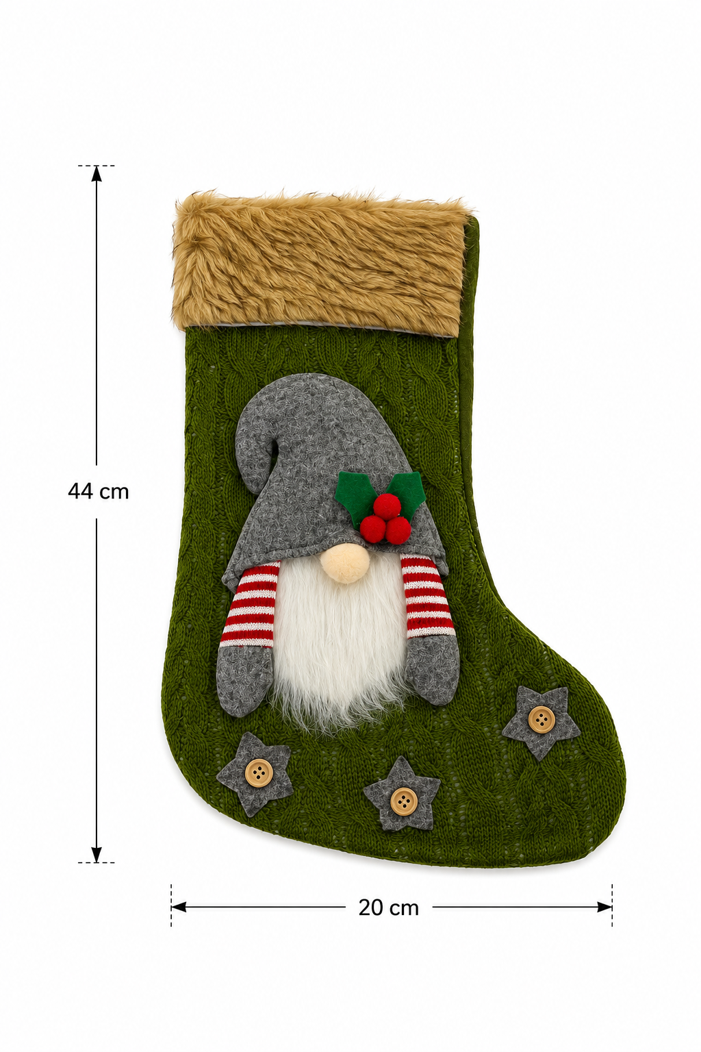 Parti Malzemeleri 44x20 cm Cüce Figürlü Yılbaşı Hediyelik Çorabı Peluş Ağızlı Noel Baba Hediye Çorabı Dekoratif Yılbaşı Süsü