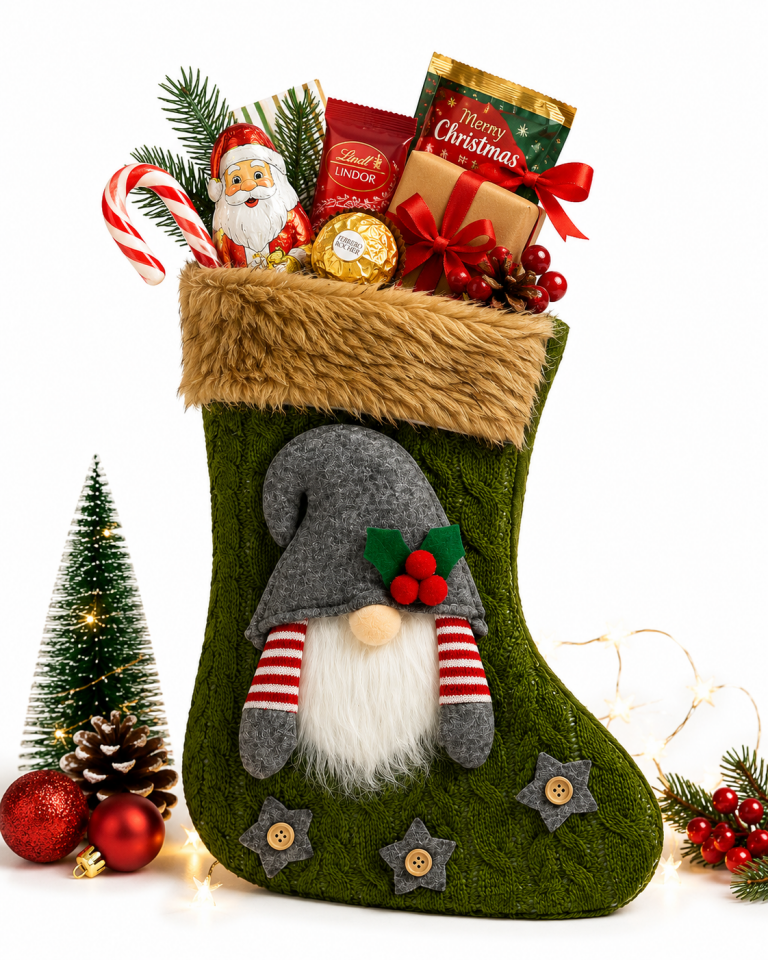 Parti Malzemeleri 44x20 cm Cüce Figürlü Yılbaşı Hediyelik Çorabı Peluş Ağızlı Noel Baba Hediye Çorabı Dekoratif Yılbaşı Süsü