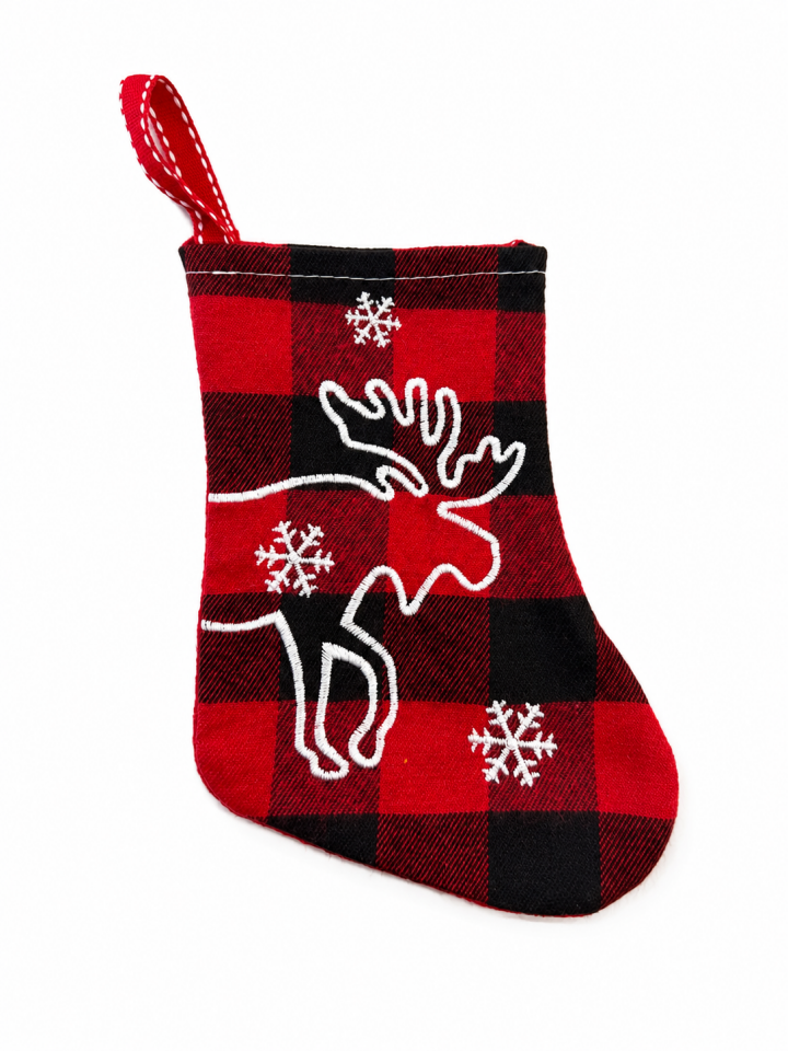 Parti Malzemeleri 15 Cm Yılbaşı Mini Hediye Çorabı Geyik Desenli Asılabilir Noel Çorabı Dekoratif Ağaç Süsü