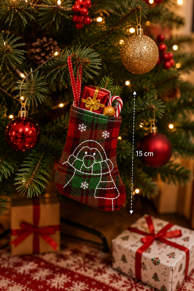 Parti Malzemeleri 15 Cm Mini Yılbaşı Çorabı Penguen Desenli Asılabilir Noel Çorabı Hediyelik Ağaç Süsü