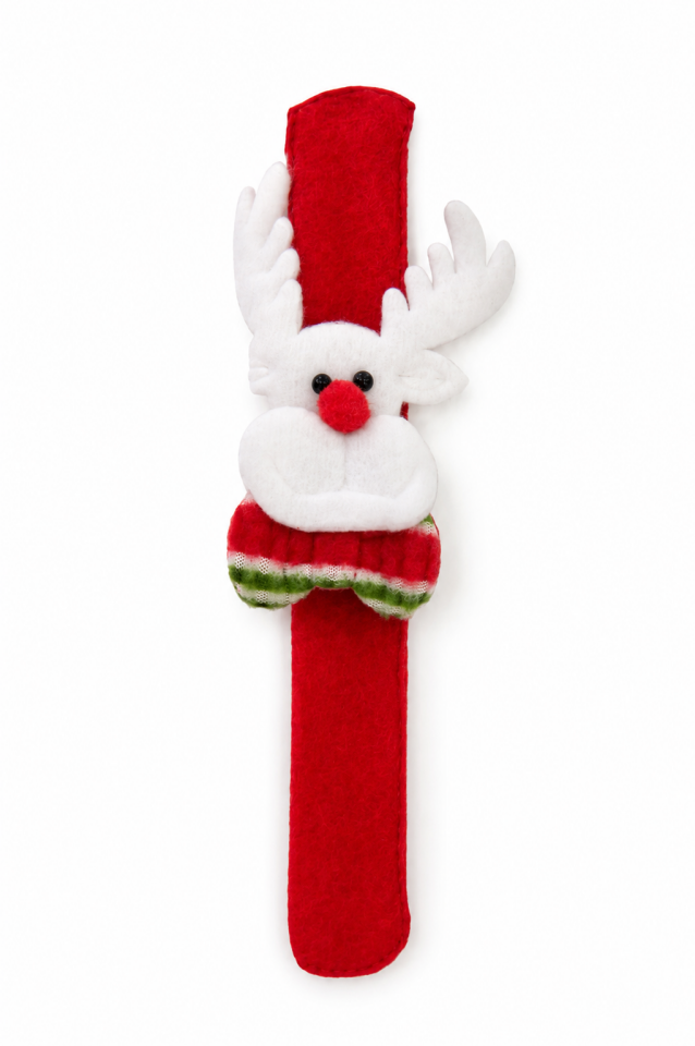 Parti Malzemeleri  Yılbaşı Geyik Slap Bileklik Kola Vurunca Şekil Alan Metal Bileklik Peluş Noel Bilekliği Kırmızı