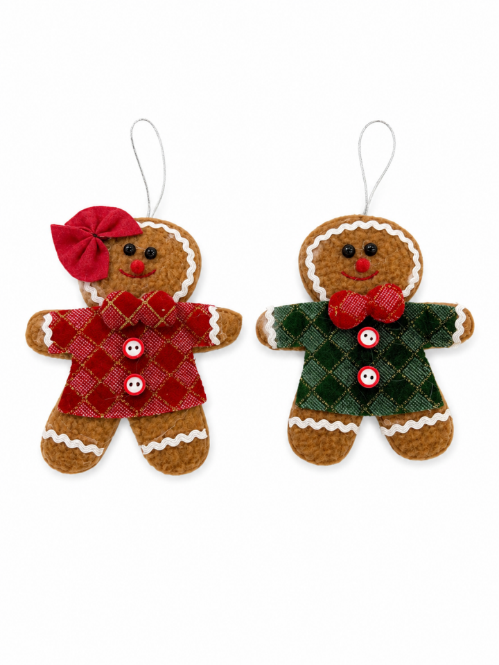 Parti Malzemeleri Yılbaşı Zencefilli Kurabiye Peluş Ağaç Süsü 2’li Set Noel Ağacı Dekoru Asılabilir Dekoratif Süs