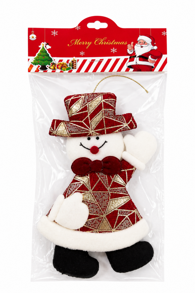 Parti Malzemeleri 20 Cm Yılbaşı Kardan Adam Ağaç Süsü Asılabilir Peluş Noel Dekoru Kapı Duvar Süsü