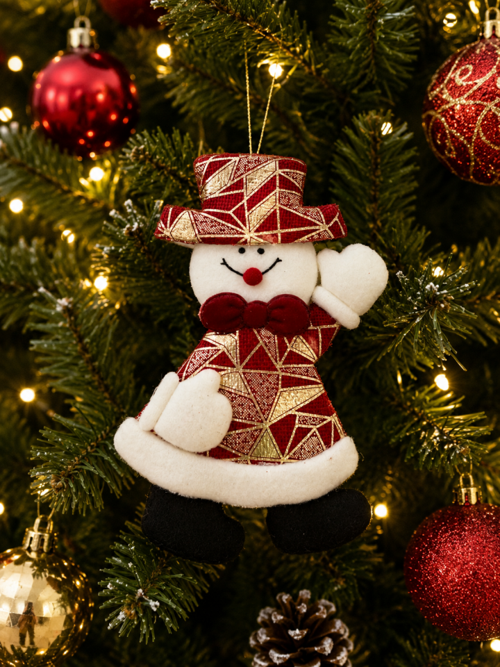 Parti Malzemeleri 20 Cm Yılbaşı Kardan Adam Ağaç Süsü Asılabilir Peluş Noel Dekoru Kapı Duvar Süsü