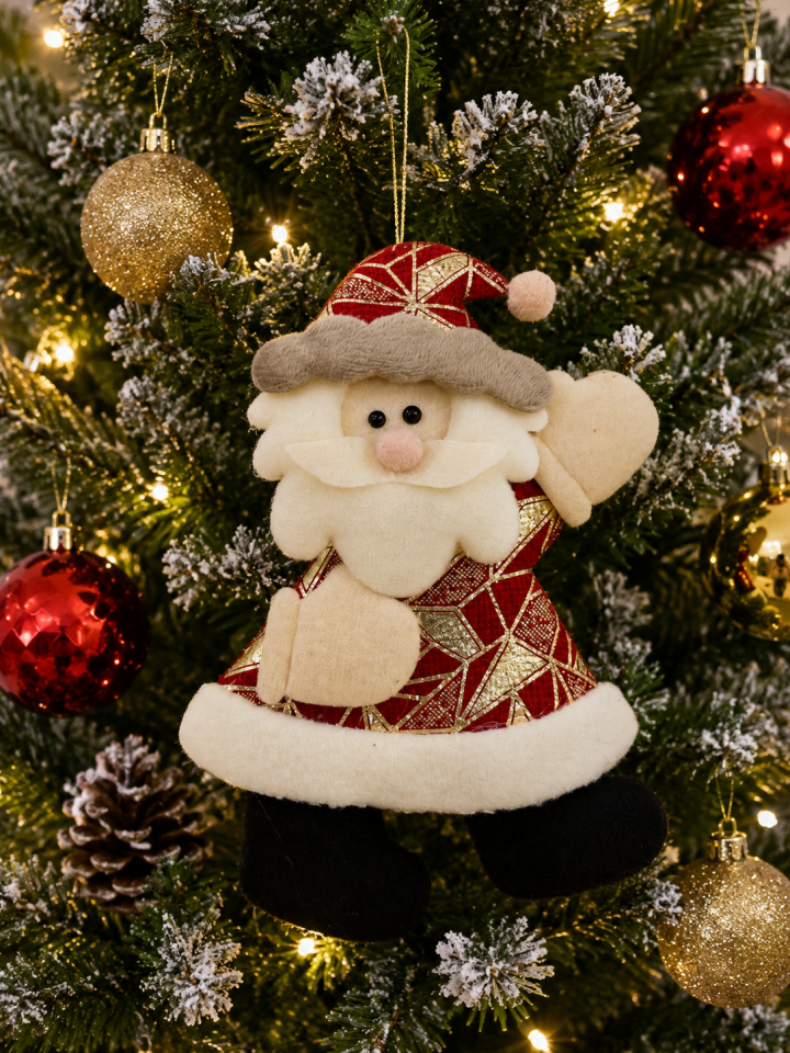 parti malzemeleri Yılbaşı Noel Baba Figürlü Keçe Ağaç Süsü Askılı Dekoratif Noel Ağacı Süsü Kırmızı 1 Adet