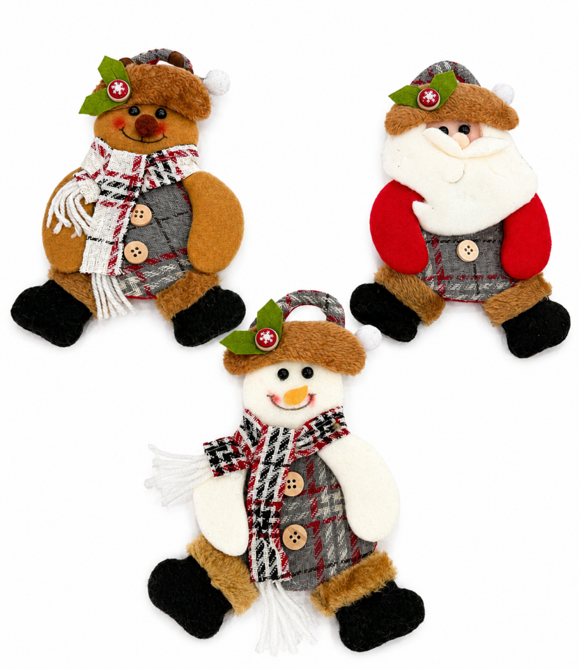 Parti Malzemeleri 22 cm Keçe Yılbaşı Ağacı Süsü Noel Baba Kardan Adam Ayıcık Figürlü Asılabilir Yılbaşı Dekoru