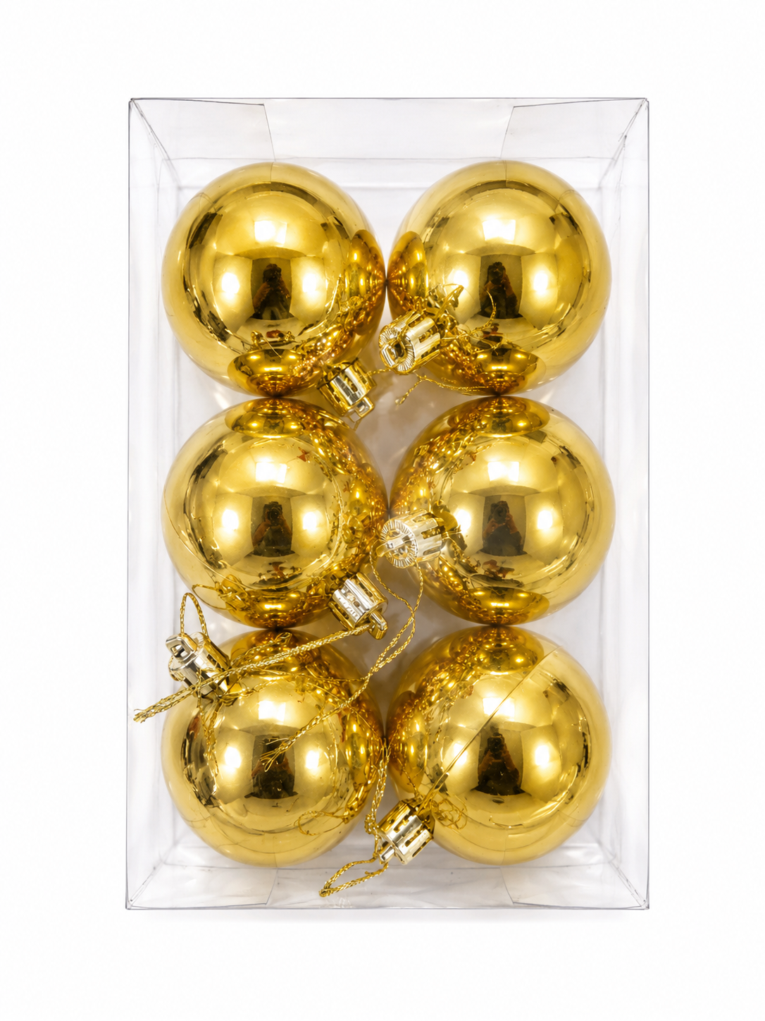 Parti Malzemeleri 6’lı Parlak Yılbaşı Ağacı Süsü Topu 6 cm Plastik Noel Ağacı Süsleme Topu Gold