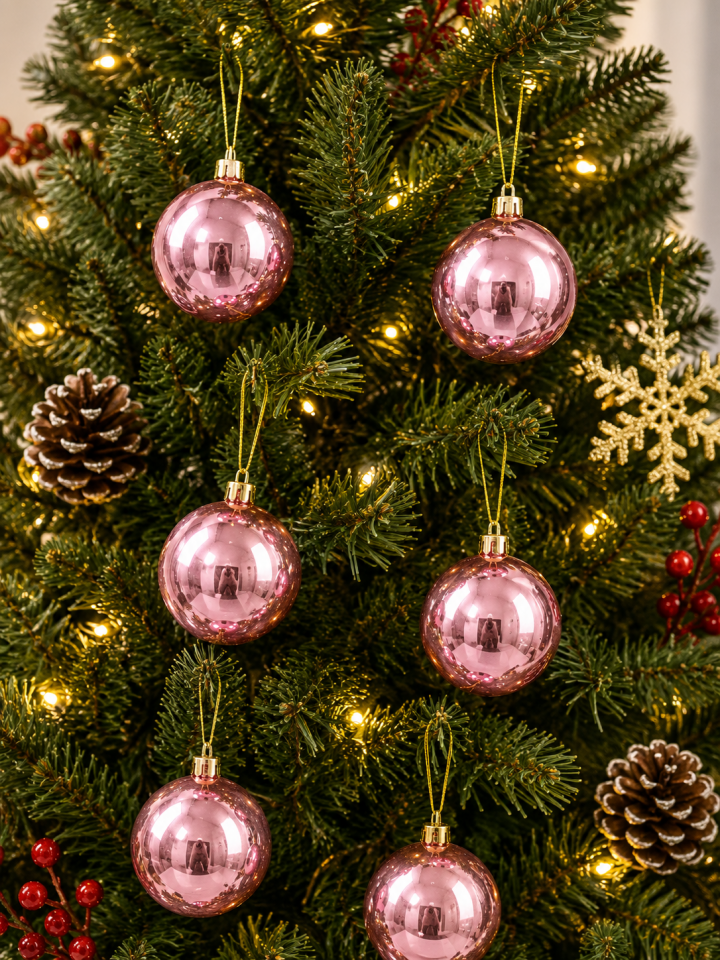 Parti Malzemeleri 6 Adet 7 Cm Parlak Yılbaşı Ağacı Süsü Topu Gold Askılı Çam Ağacı Dekor Süsü Noel Süsü Pudra