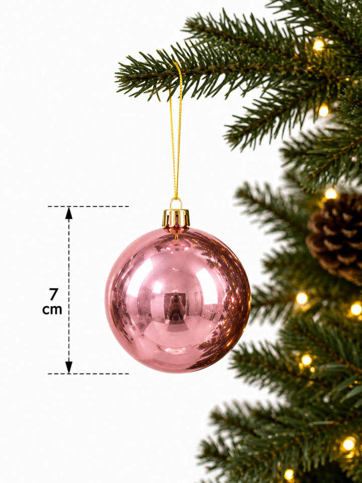 Parti Malzemeleri 6 Adet 7 Cm Parlak Yılbaşı Ağacı Süsü Topu Gold Askılı Çam Ağacı Dekor Süsü Noel Süsü Pudra