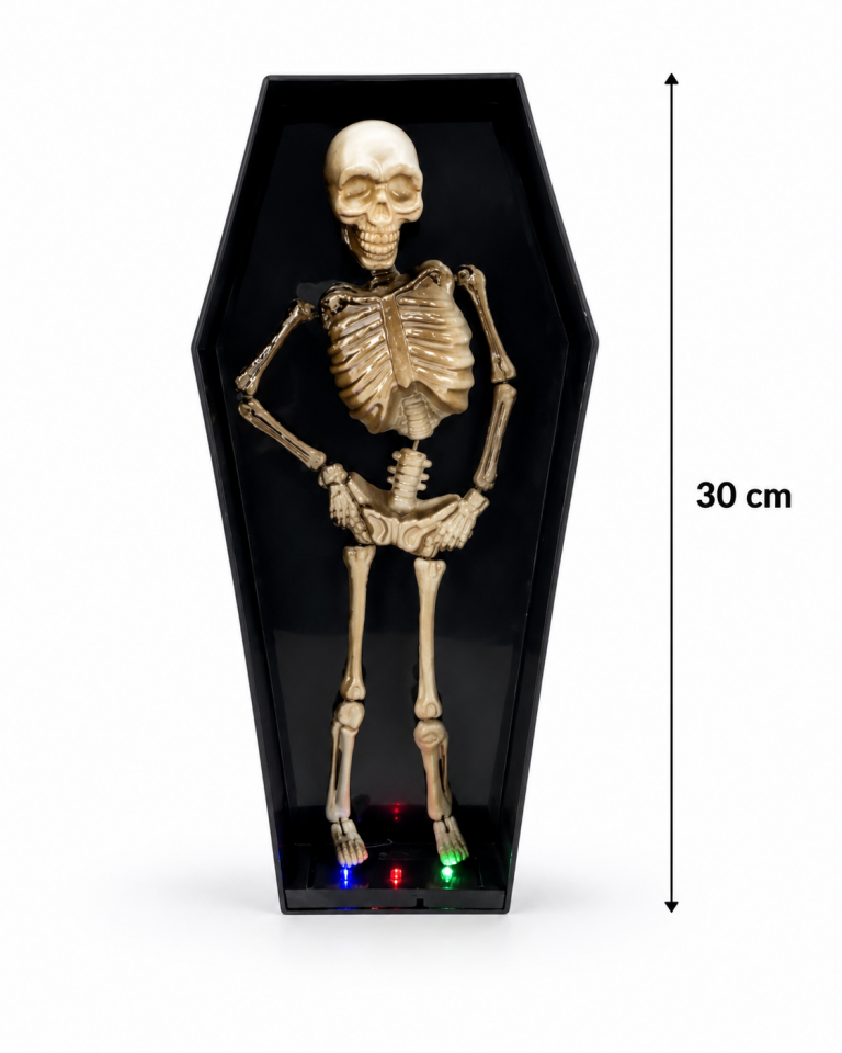 Parti Malzemeleri 30 cm Dans Eden Tabutta İskelet Halloween Dekoru – Işıklı Hareketli Korku Süsü