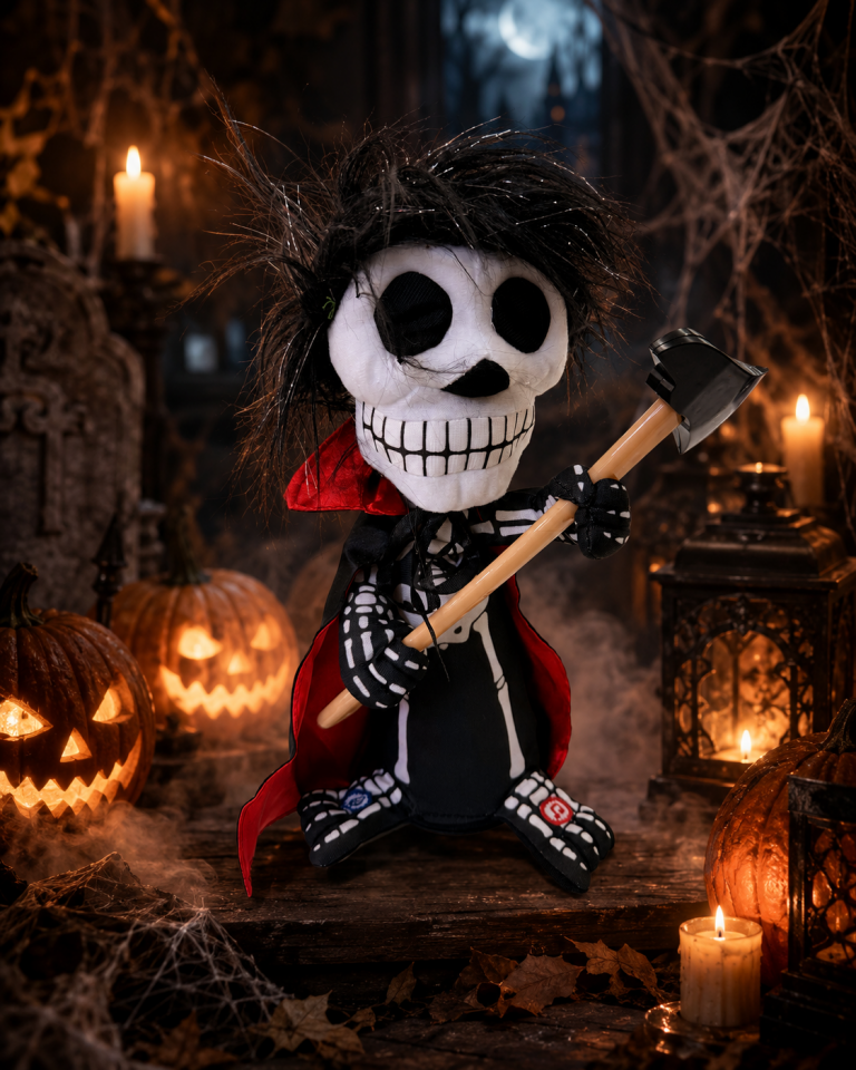 Parti Malzemeleri Ses Kayıt Eden Müzikli Dans Eden Işıklı Baltalı İskelet Halloween Oyuncağı ve Dekoru