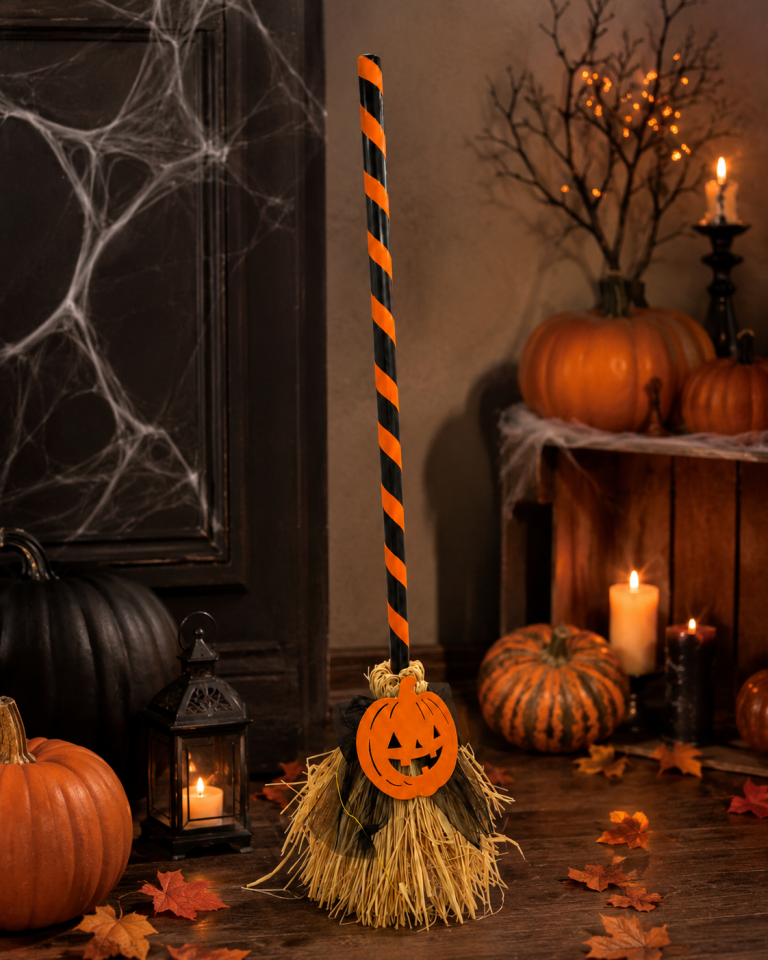 Parti Malzemeleri 79 cm Dans Eden Yürüyen Halloween Süpürgesi Hareketli Balkabağı Süs Dekoru Parti Malzemeleri