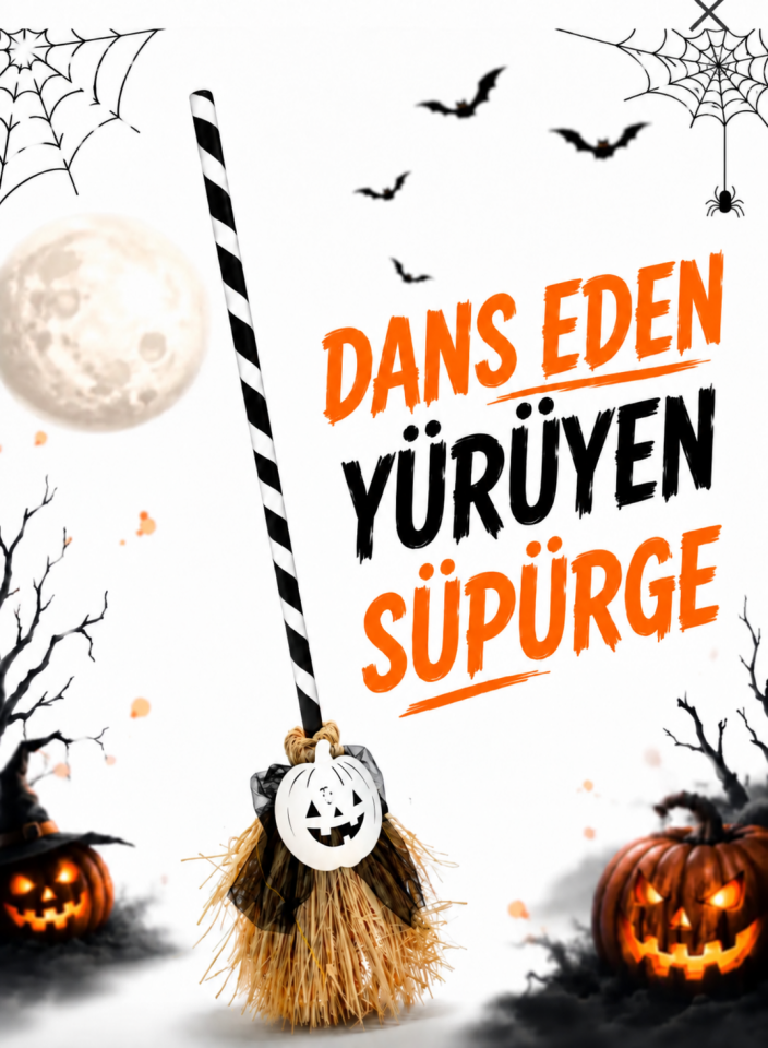 Parti Malzemeleri 79 cm Dans Eden Yürüyen Halloween Süpürgesi Hareketli Balkabağı Süs Dekoru Parti Malzemeleri
